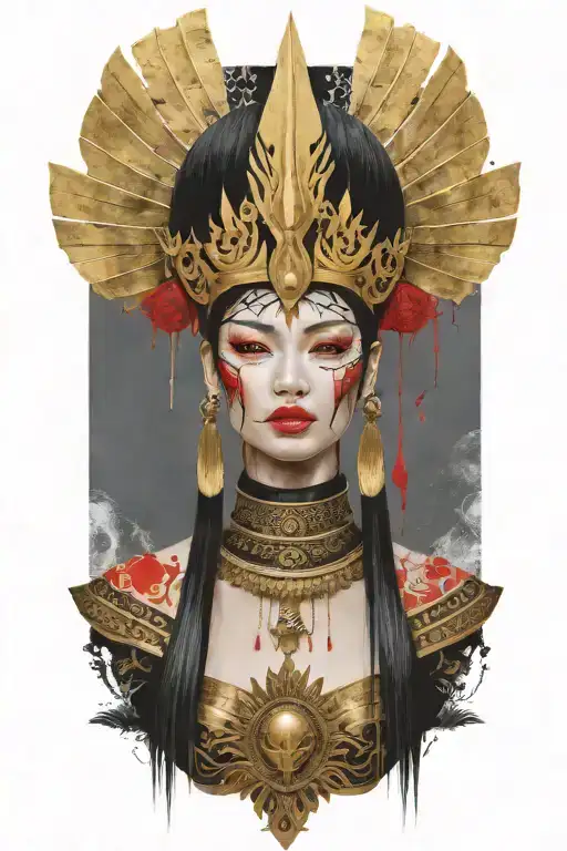 Maiden Wearing Golden Thai Headress Incorporating Sail Ship