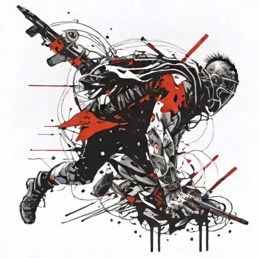 Warrior In The Sky Illuminated By Sky Lights Looking At His Son On Earth