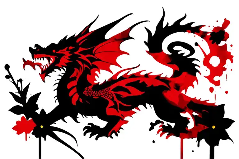 Welsh Dragon And Daffodil Flowers