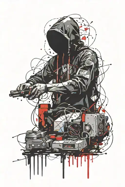 Hooded Dark Figure Holding Electricity Fuse