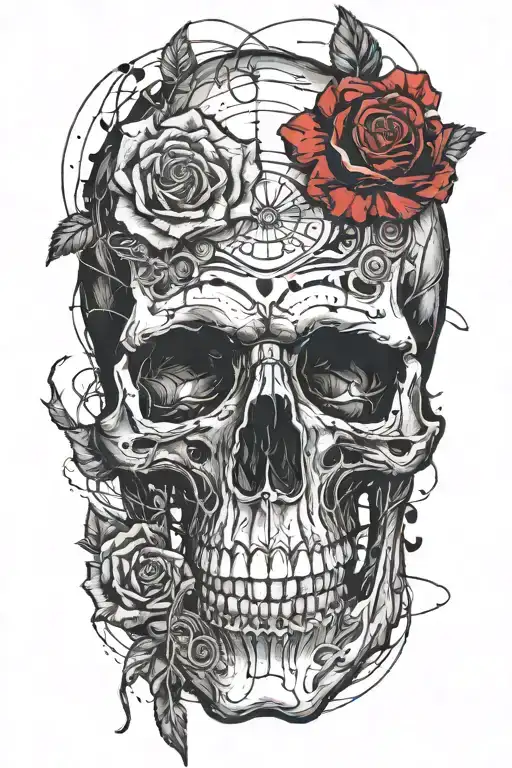 Skull Smoking Blunt And Roses