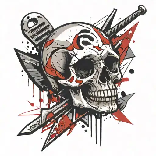 Sloth Skull With A Tomahawk Behind It In A Diamond Outline