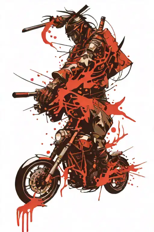 Samurai And Motorcycle And Blood And Sward And Weed