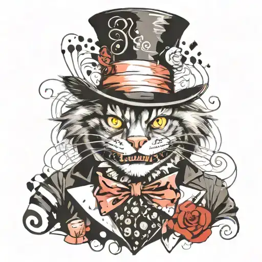 Evil Cheshire Cat Dressed As Mad Hatter