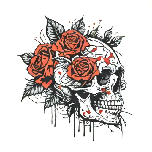 Skull Rose Half Rose Half Skull