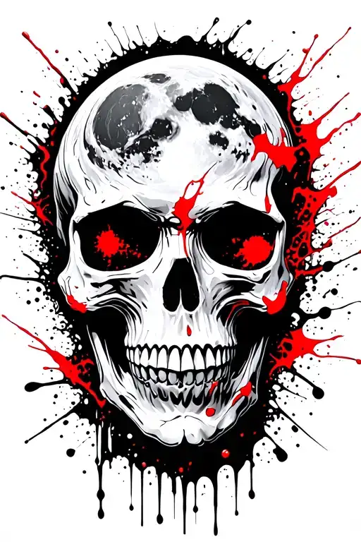 Skull Looking Into Moon Rising