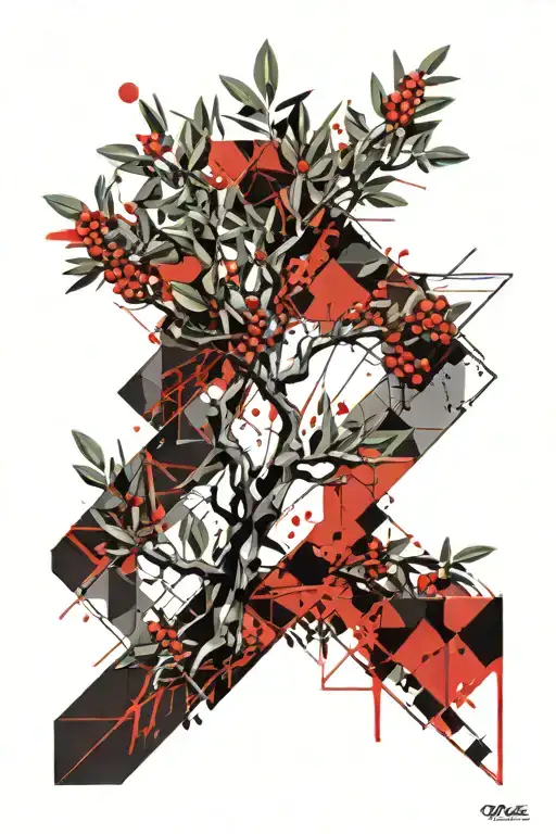 Geometric Olive Tree Branch