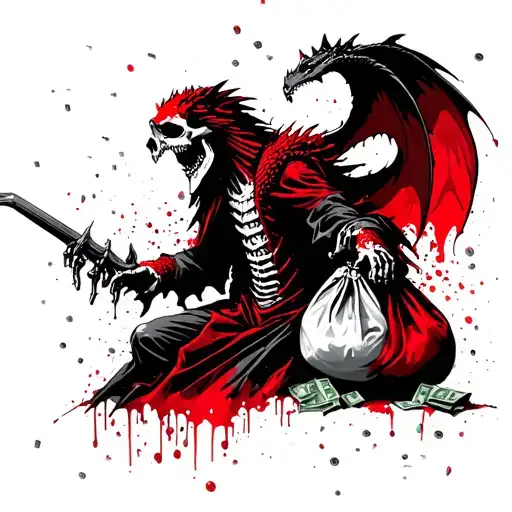 L Reaper With A Draco And A Bag Of Money Raining