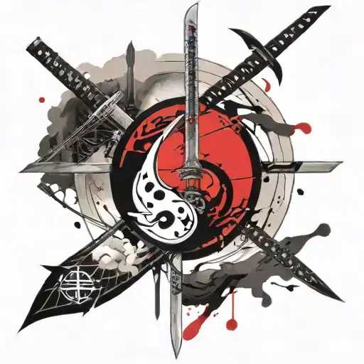 Archer Japan Katana Sword Yin Yang Symbol