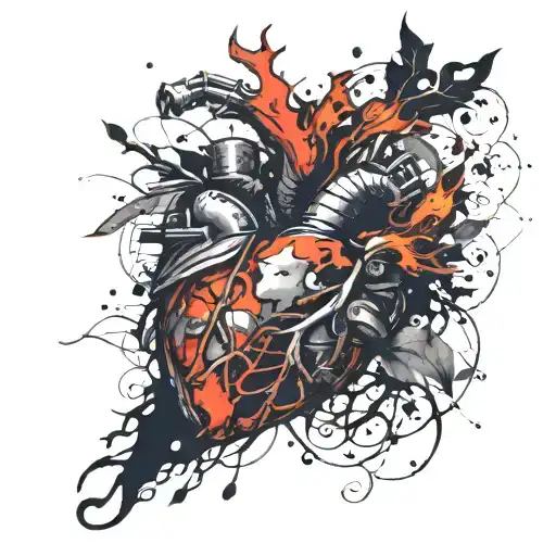 Anatomical Heart On Fire