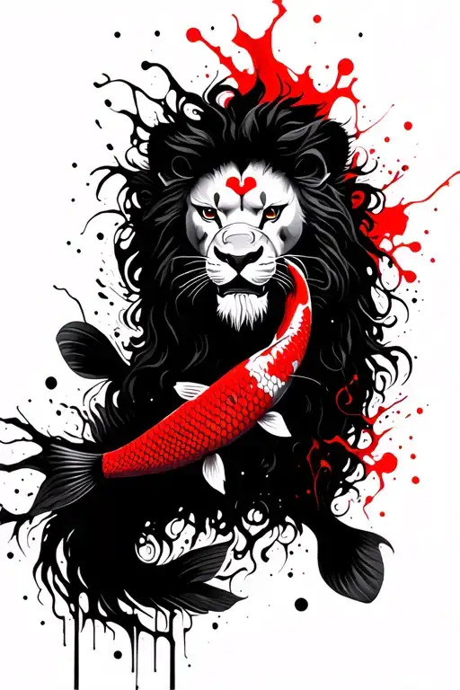 Lion And Koi Fish Yin