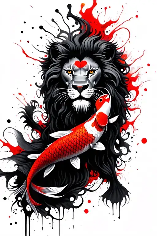 Lion And Koi Fish Yin