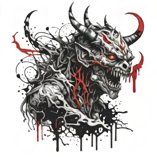 Bloody Evil Scary Demon Black And White