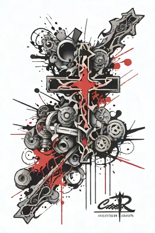 Cross With A Scroll Wrapped