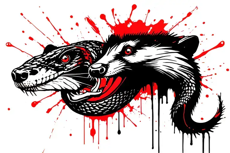 Honey Badger Facing Snake