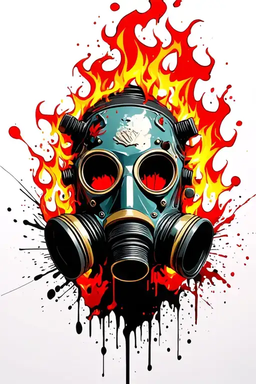 Gas Mask Engulfed In Flames
