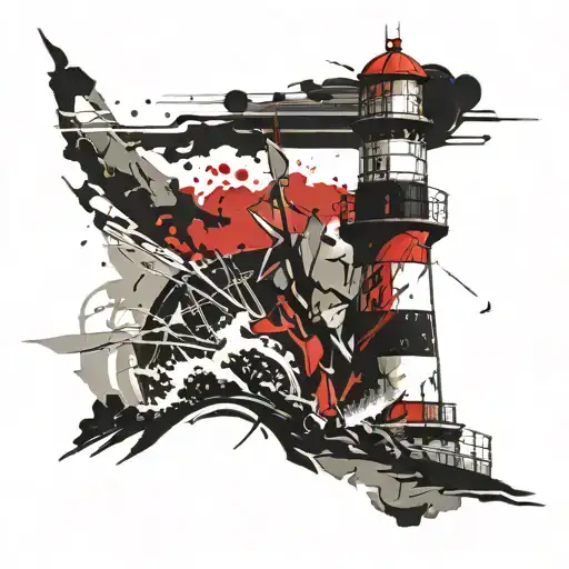 Boat Crashes On A Lighthouse At Sea