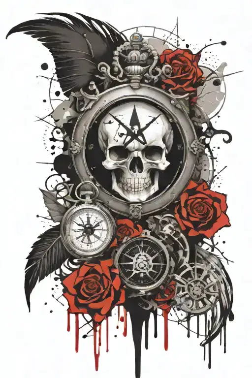 Skull And Compass And Pocket Watch