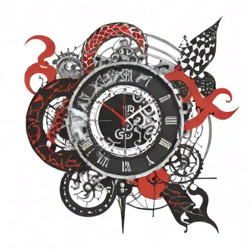 Clock With World Serpent And Nordic Geometry Patterns