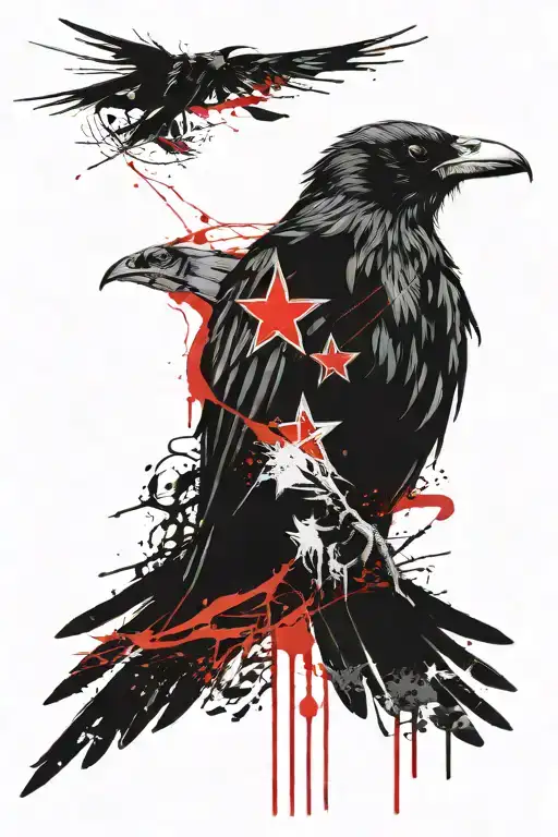 Outline Crow Wingspan Stars Forming The Shape