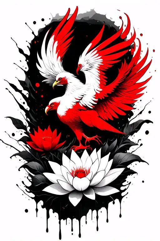 Phoenix Rising With Lotus Flowers