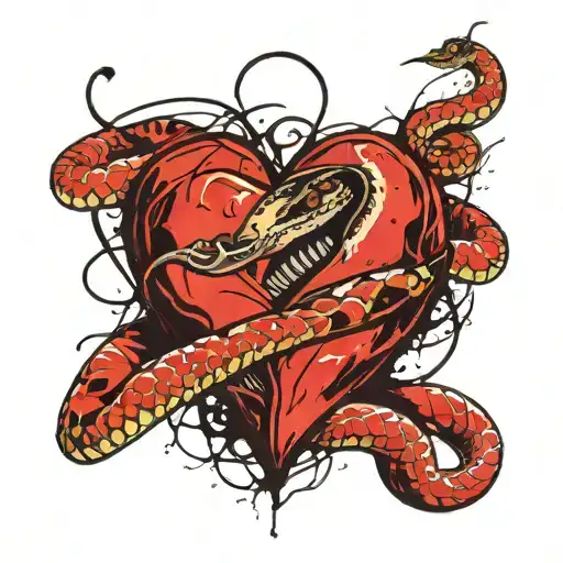 Snake Biting Into Heart