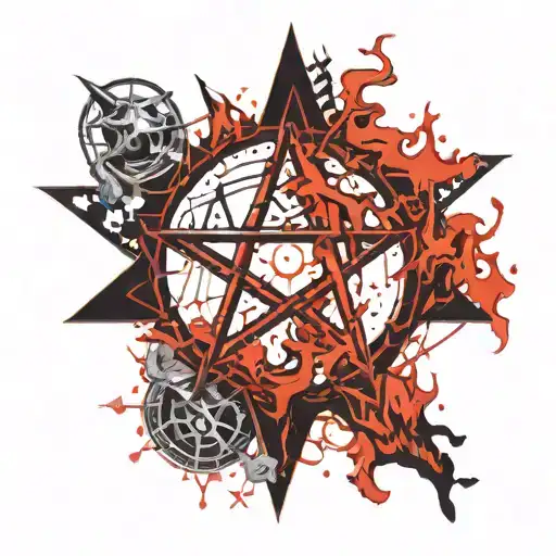 Devil Pentagram Fire Flames