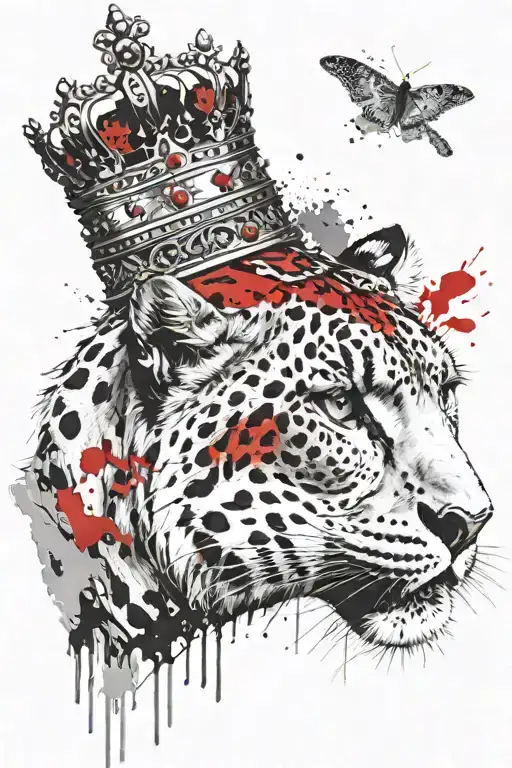 Snowleopard Wearing A Kings Crown