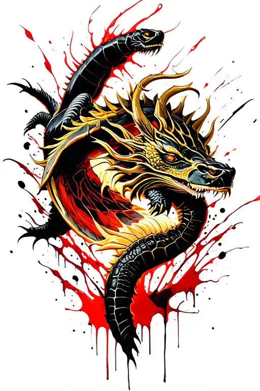 Navy Shellback Turtle Fighting With A Golden Dragon