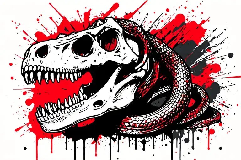 T-rex Skull And Snake Skeleton