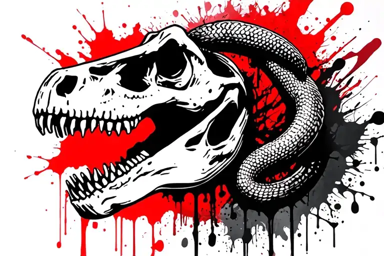 T-rex Skull And Snake Skeleton