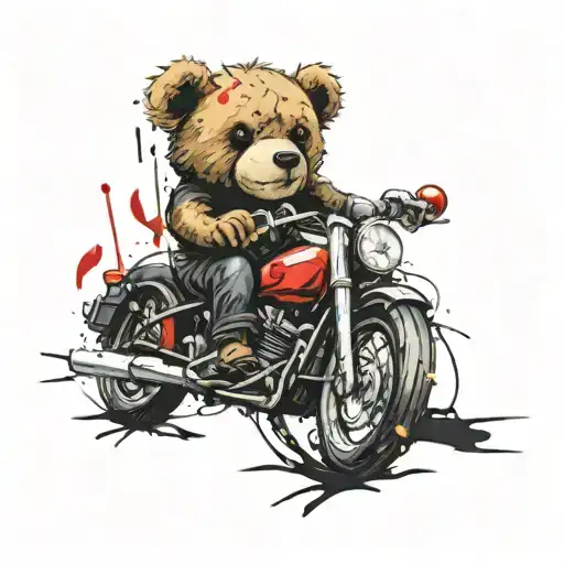 A Teddy Bear Riding A Black Cruiser Motorcycle