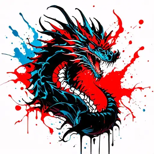 Red And Blue Dragon Wrapped