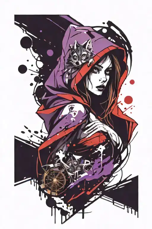 Little Red Riding Hood Sleeve Design Purple And Black
