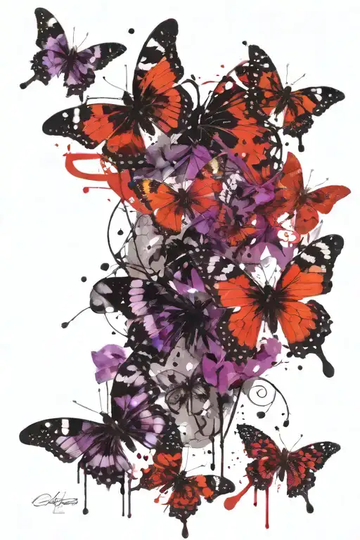 See Through Butterflies Purple And Black