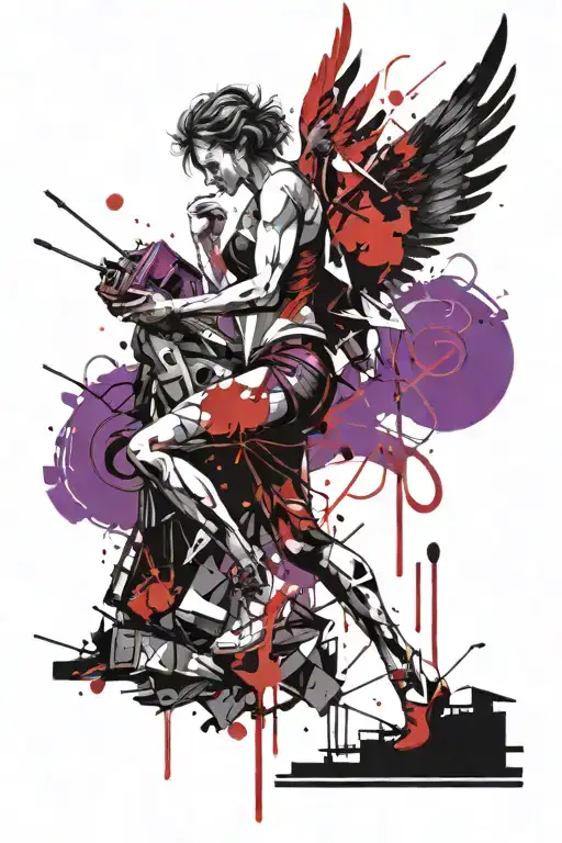 Angel Falling Purple And Black