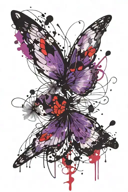 Transparent Butterfly Flying Purple And Black