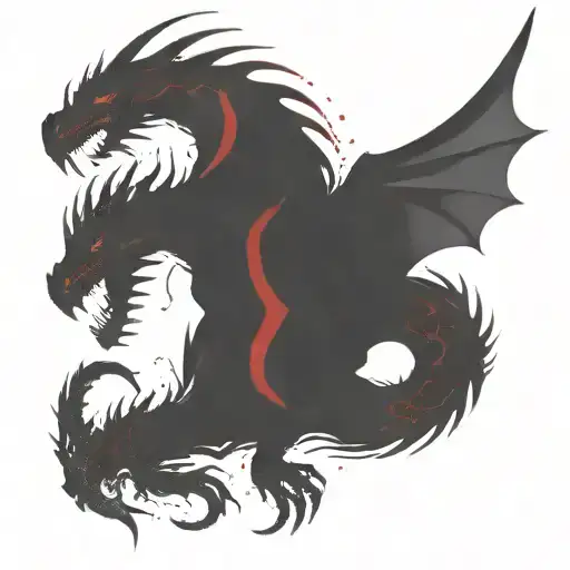 Bipolar Affectivity Dragon Two Heads Looking