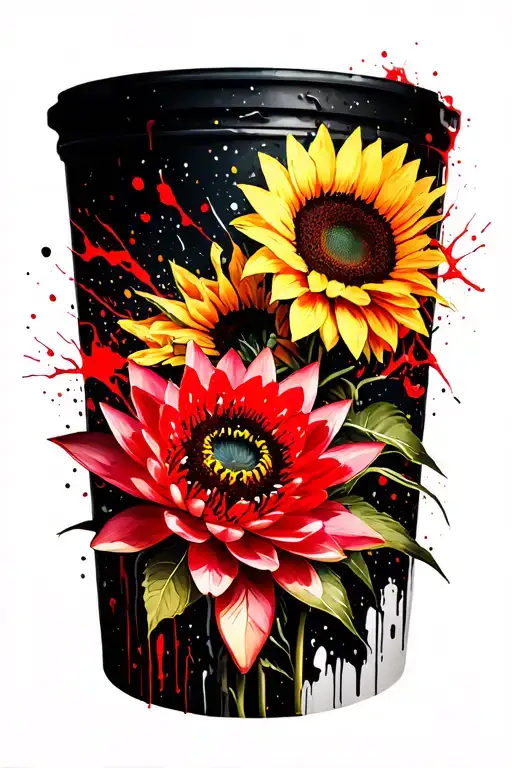 Sunflowers Blooming With Lotus Flower