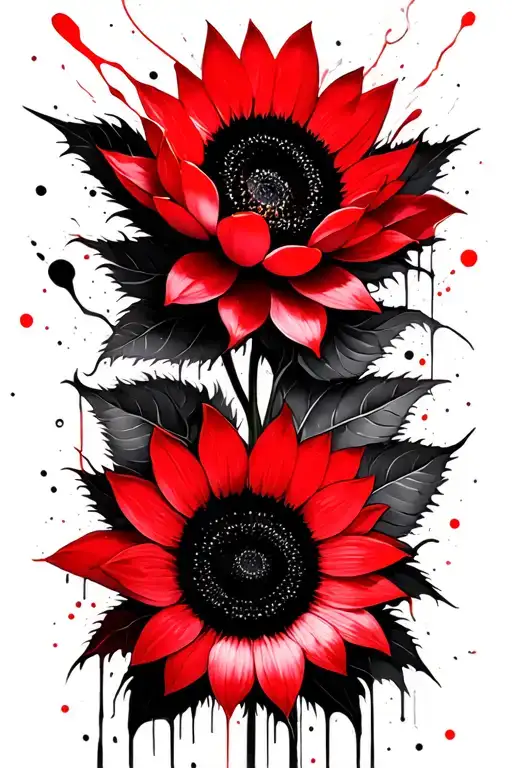 Sunflowers Blooming With Lotus Flowers