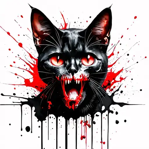 Black Scary Squeletic Cat