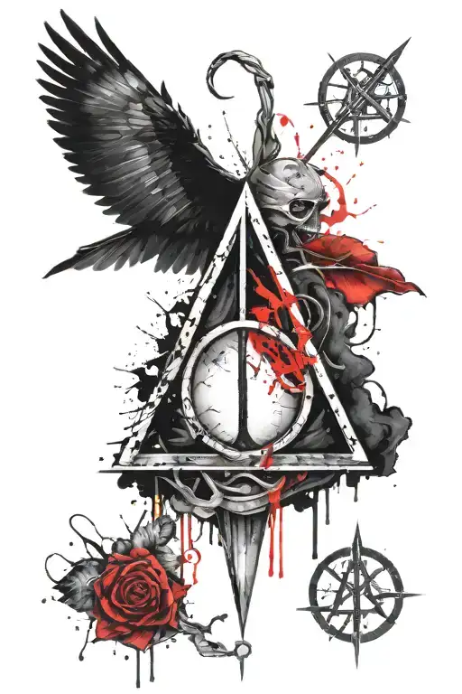 Deathly Hallows Symbol With Wand