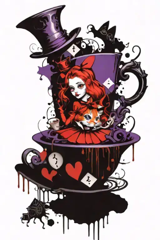 Alice In Wonderland Tea Party Characters Purple And Black