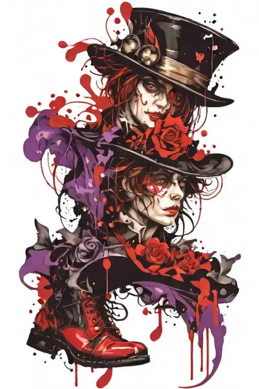 Alice In Wonderland And Mad Hatter Purple And Black