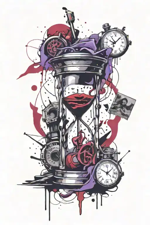 Hour Glass Surrounded Purple Red Black