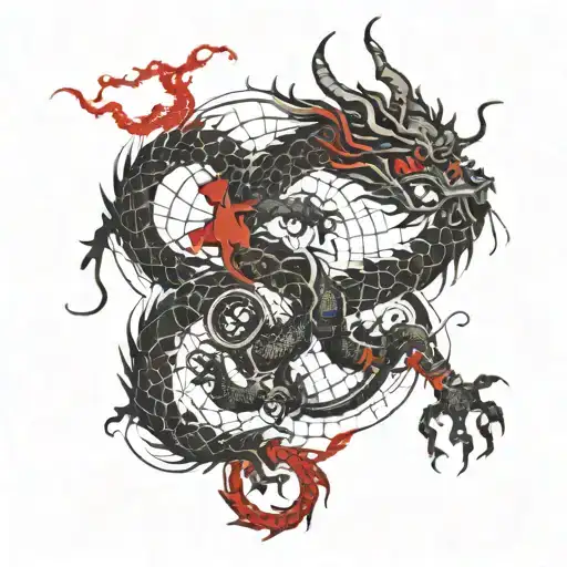 Dragon As The Chinese Power Symbol Intertwined