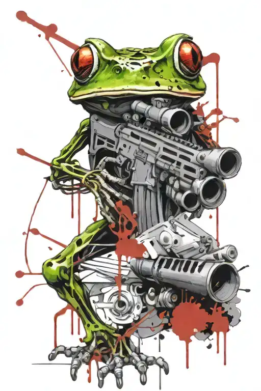 Frog Skeleton With M4 Rifle Crawling Towards