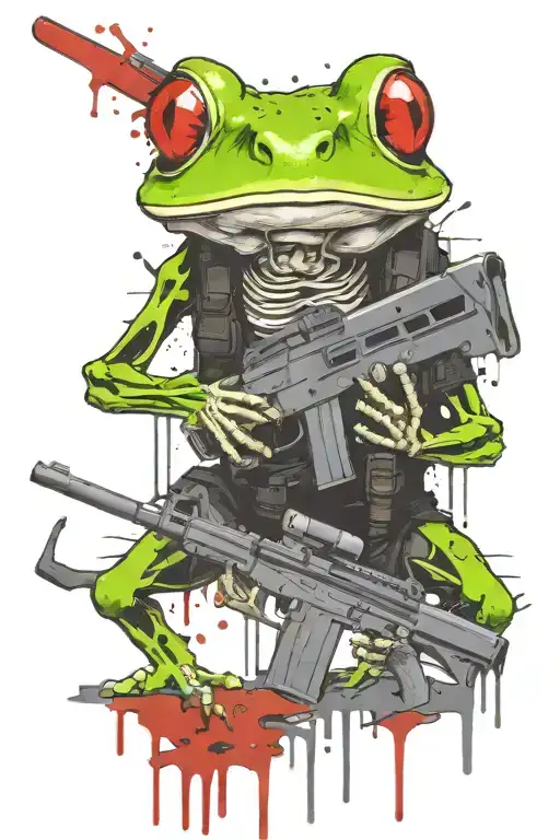 Frog Skeleton With M4 Rifle Crawling Wearing Udt Shorts