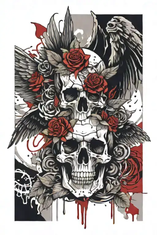 Avenged Sevenfold Skull With Wings And A Rose