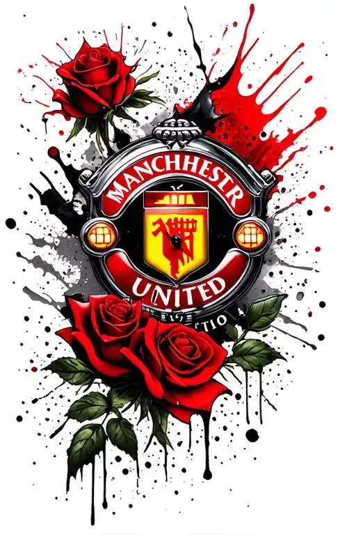 Manchester United And Clock And Rose